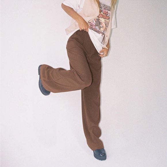 Princess Polly Archer Pants Brown Wide-Leg Trousers - Picture 7 of 10